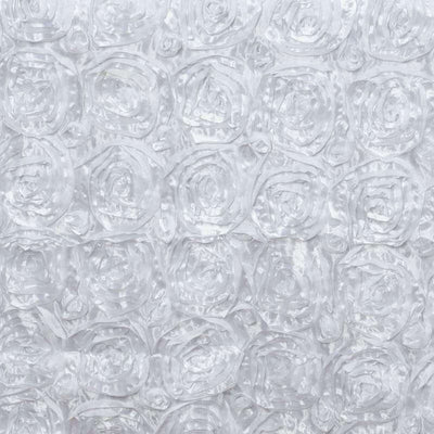 Rosette Satin 14"x108" Table Runner White - Stylish Grandiose Fabric Runner - Linen Luxes
