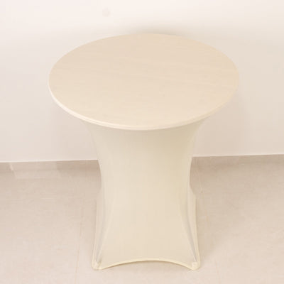 Spandex 36" Round Cocktail Table Cover Ivory - Easy to Maintain Stretch Fitted Highboy Tablecloth