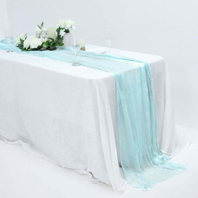 Gauze Cheesecloth 10ft Table Runner Light Blue - Rustic Boho Style
