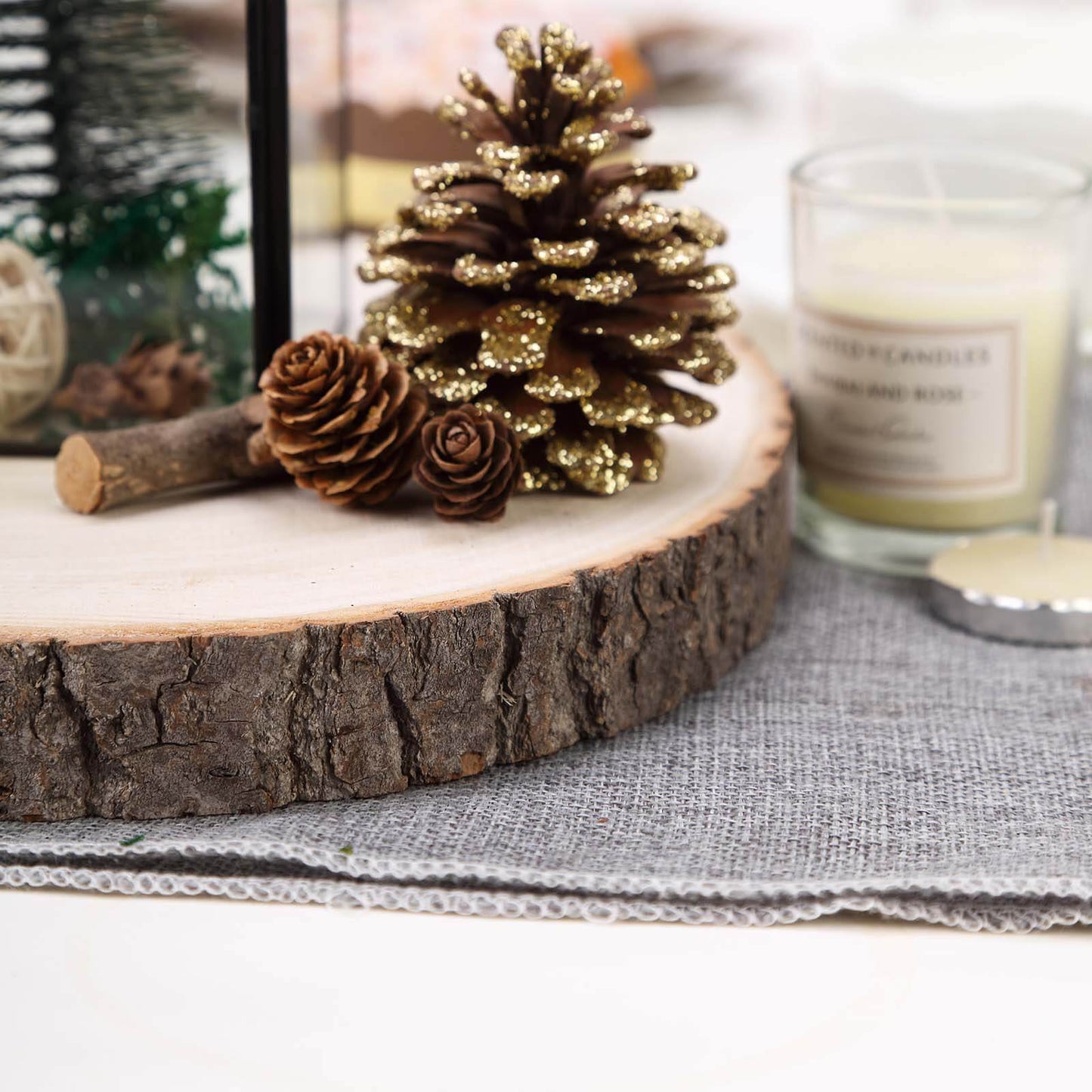 Rustic Poplar Wood Slices Round - Perfect Table Centerpieces for Weddings 12" Dia - Linen Luxes