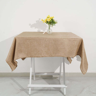 Faux Burlap Jute 54"x54" Square Tablecloth Natural - Rustic Event Table Linen