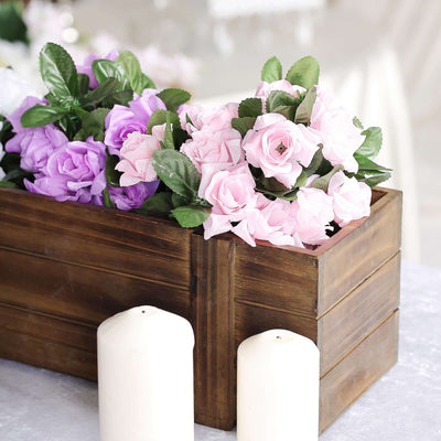 Rustic Wood Planter Box Smoked Brown - Durable Table Decor with Removable Plastic Liner 30"x6" - Linen Luxes