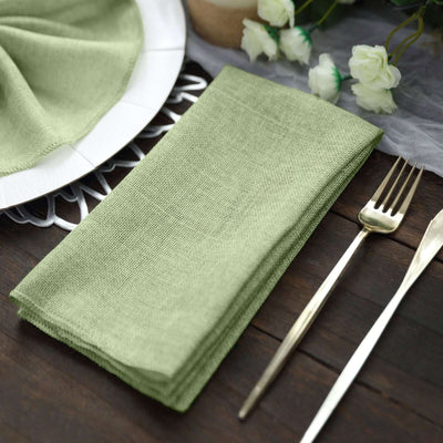 5 Pack Faux Jute 19"x19" Napkins Sage Green - Authentic Burlap Look Cloth Napkins