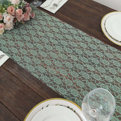 Floral Lace 12"x108" Table Runner Sage Green - Stylish Vintage Table Decor