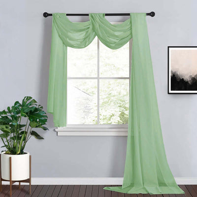 18ft Sage Green Sheer Organza Wedding Arch Drapery Fabric, Window Scarf Valance