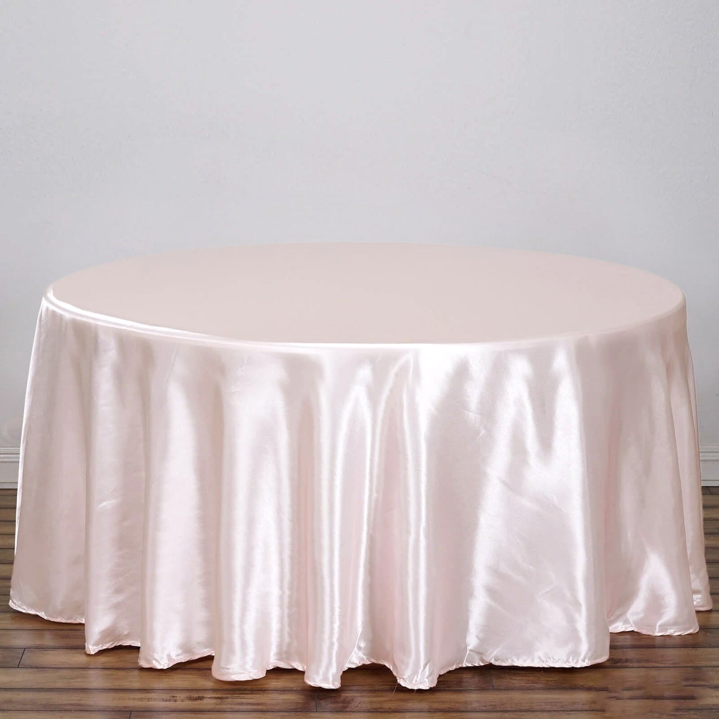 Satin 120" Round Tablecloth Blush - Stylish Seamless Table Cover - Linen Luxes