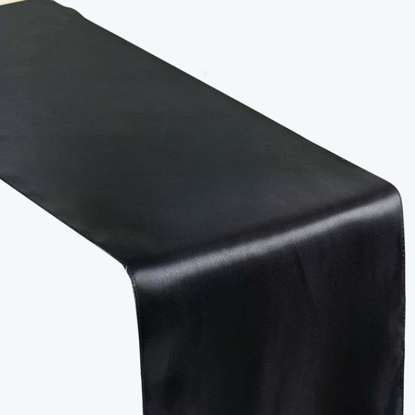 Satin 12"x108" Table Runner Black - Stylish Table Linen for Weddings & Events - Linen Luxes