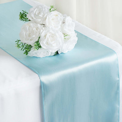 Satin 12"x108" Table Runner Light Blue - Stylish Table Linen - Linen Luxes