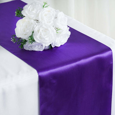 Satin 12"x108" Table Runner Purple - Stylish Table Linen - Linen Luxes