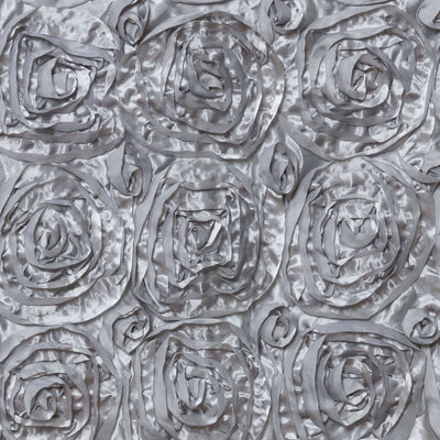 Satin 16" Chair Caps with Rosette Design for Chiavari Chairs Silver - Exquisite Chair Back Cover for Weddings & Parties - Linen Luxes