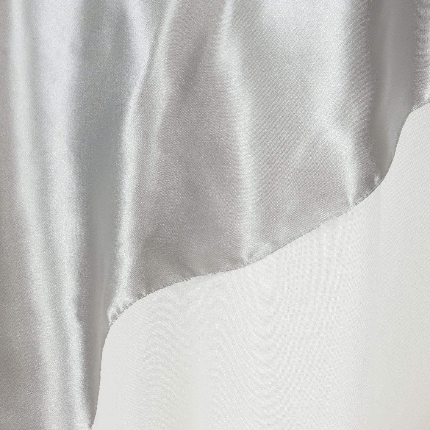 Satin 60"x60" Table Overlay Square Tablecloth Silver - Smooth Silky Touch Table Cover - Linen Luxes