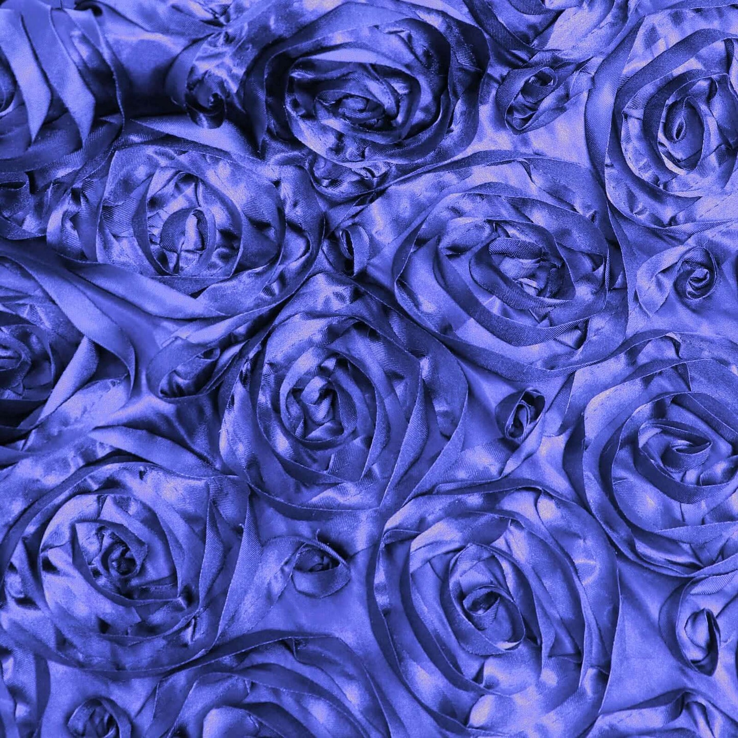 Satin 72"x72" Table Overlay Square Tablecloth Royal Blue - 3D Rosette Table Cover - Linen Luxes