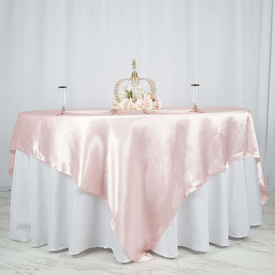 Satin 90"x90" Table Overlay Square Tablecloth Blush - Smooth Finish Table Topper - Linen Luxes