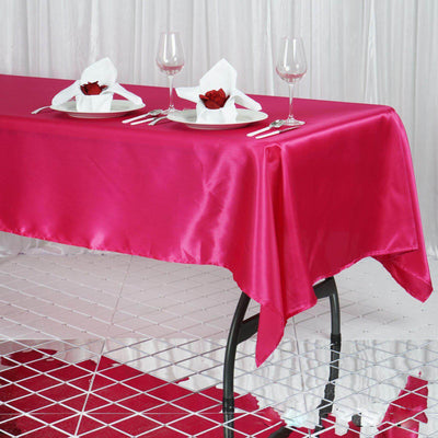 Satin Rectangular 60"x102" Tablecloth Fuchsia - Smooth and Lustrous Table Cover - Linen Luxes