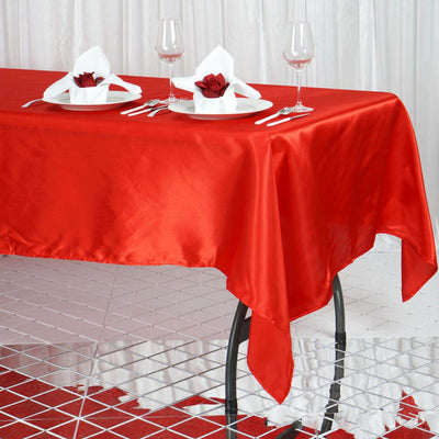 Satin Rectangular 60"x102" Tablecloth Red - Smooth and Lustrous Table Cover - Linen Luxes