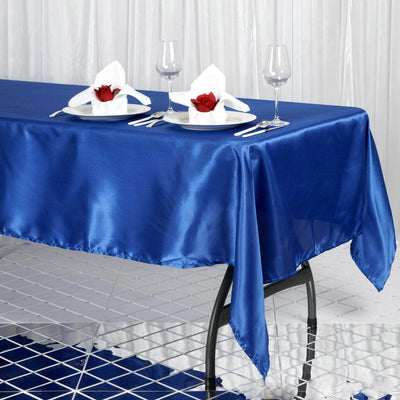 Satin Rectangular 60"x102" Tablecloth Royal Blue - Smooth and Lustrous Table Cover - Linen Luxes