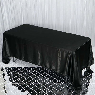 Satin Rectangular 72"x120" Tablecloth Black - Smooth & Easy to Maintain Table Cover - Linen Luxes
