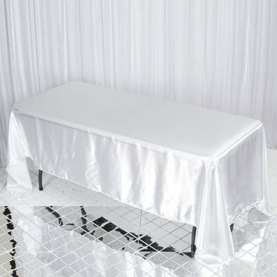 Satin Rectangular 72"x120" Tablecloth White - Smooth & Easy to Maintain Table Cover For Classy Weddings & Events - Linen Luxes