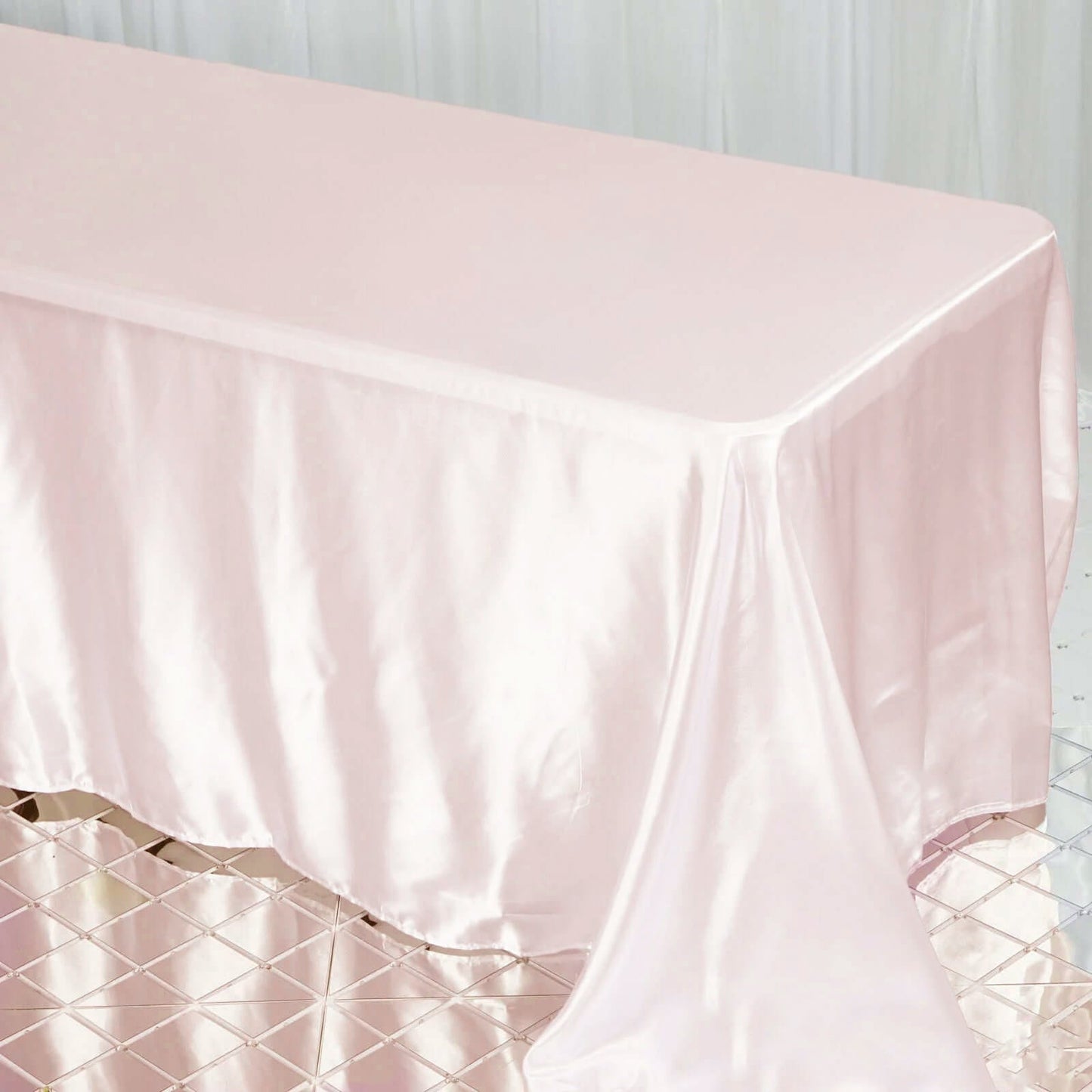 Satin Rectangular 90"x132" Tablecloth Blush - Seamless Table Cover - Linen Luxes