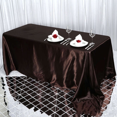 Satin Rectangular 90"x132" Tablecloth Chocolate - Seamless Table Cover - Linen Luxes