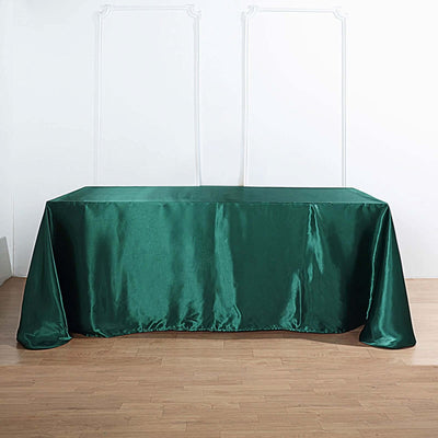 Satin Rectangular 90"x132" Tablecloth Hunter Emerald Green - Seamless Table Cover - Linen Luxes