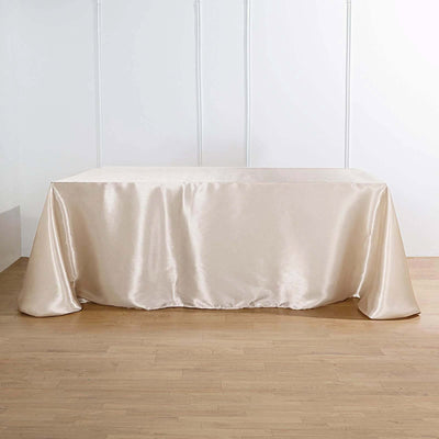 Satin Rectangular 90"x156" Tablecloth Beige - Seamless Table Cover - Linen Luxes