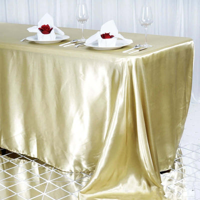 Satin Rectangular 90"x156" Tablecloth Champagne - Seamless Table Cover - Linen Luxes