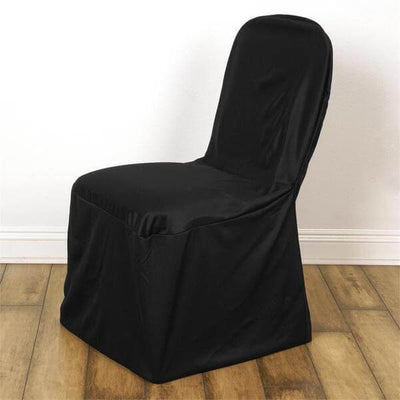 Scuba Stretch Chair Cover Black for Banquet Chairs Slim Fit Design - Wrinkle Free and Durable Slipcover - Linen Luxes