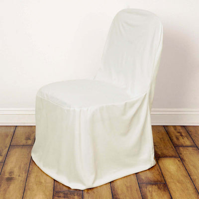 Scuba Stretch Chair Cover Ivory for Banquet Chairs Slim Fit Design - Wrinkle Free and Durable Slipcover - Linen Luxes