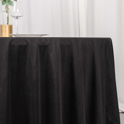 Scuba Round 132" Tablecloth Black - Wrinkle Free & Stain Resistant Seamless Table Cover for Weddings & Events