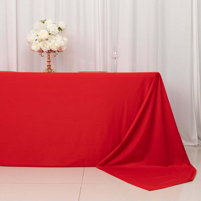Scuba Rectangular 90"x156" Tablecloth Red - Wrinkle Free, Stain Resistant & Seamless Table Cover
