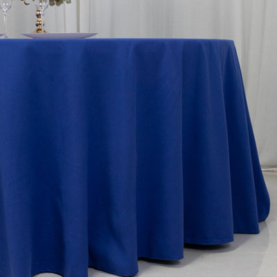 Cotton Blend 120" Round Tablecloth Royal Blue - Seamless Wrinkle-Resistant Table Cover