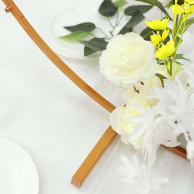 36" Gold Metal Round Hoop Wedding Centerpiece, Self Standing Table Floral Wreath Frame