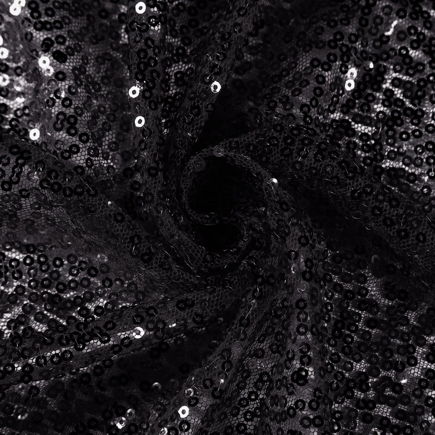 Sequin 132" Round Tablecloth Black - Seamless Dazzling Table Cover - Linen Luxes