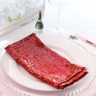 Sequin 20"x20" Napkin Red - Shimmering Dinner Napkin - Linen Luxes