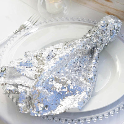 Sequin 20"x20" Napkin Silver - Shimmering Dinner Napkin - Linen Luxes