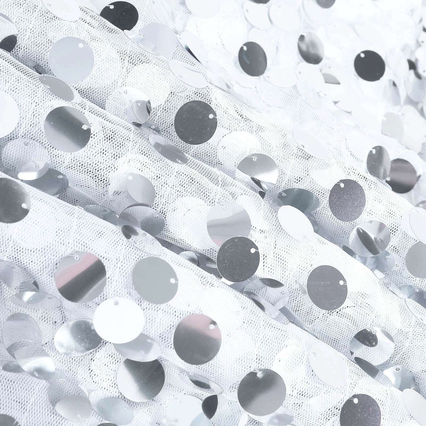 Sequin 72"x72" Table Overlay Square Tablecloth White - Big Payette Design for Classy Celebrations - Linen Luxes