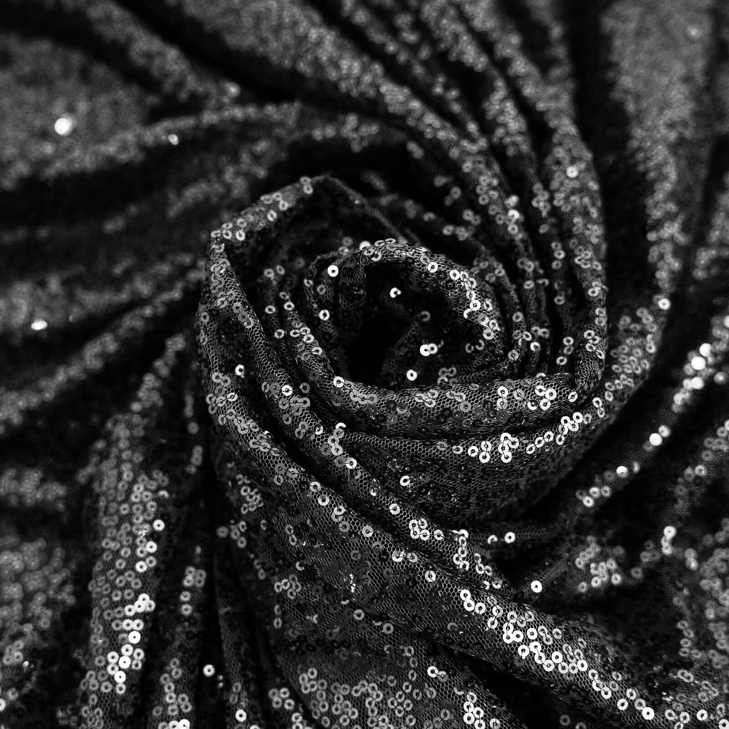 Sequin 90"x132" Rectangle Tablecloth Black - Seamless Sparkly Design for Luxe Occasions - Linen Luxes