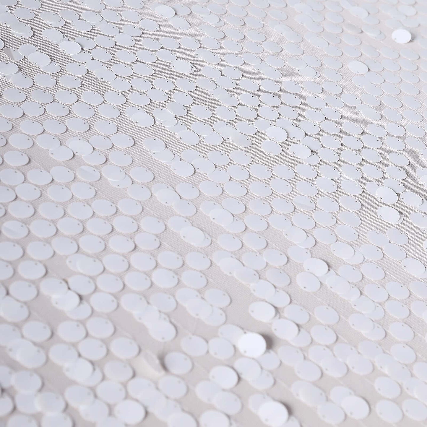 Sequin 90"x132" Rectangle Tablecloth White - Seamless Big Payette Design for Sophisticated Occasions - Linen Luxes