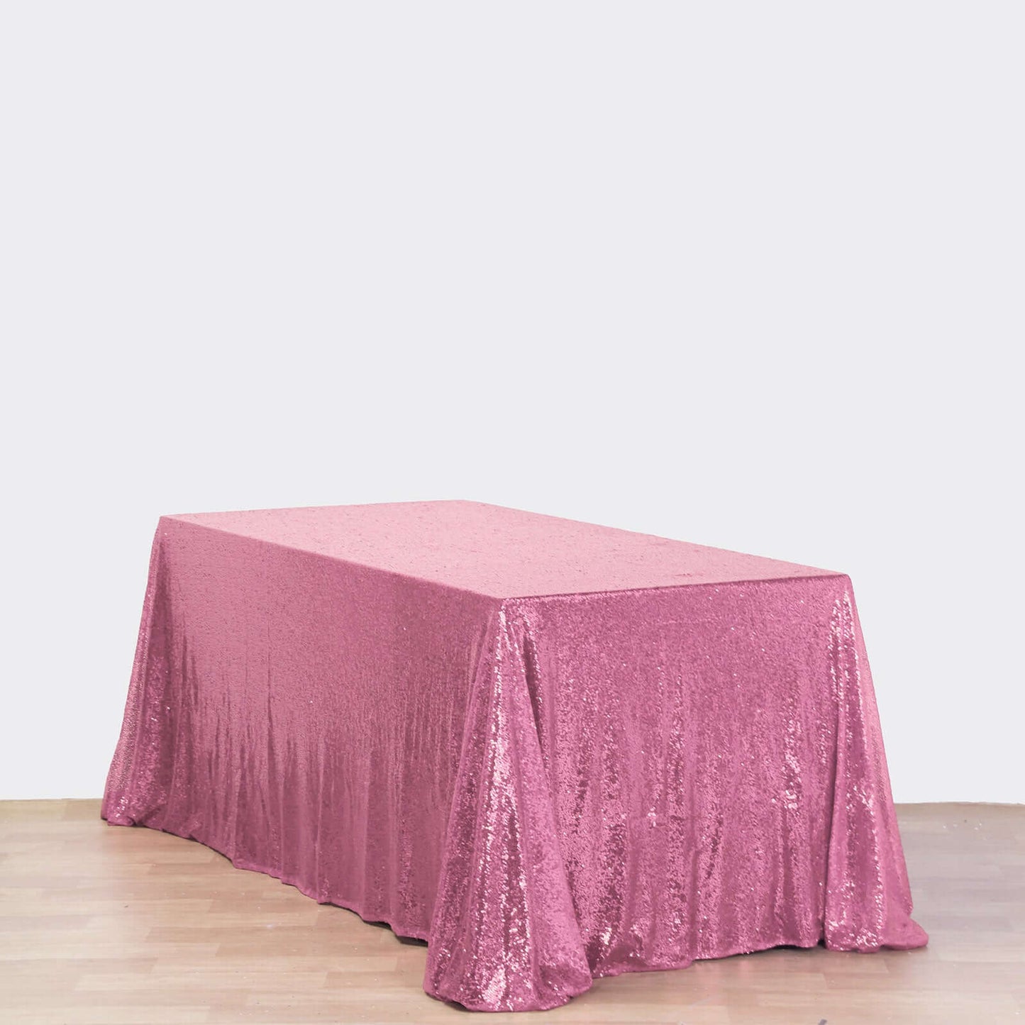 Sequin 90"x156" Rectangle Tablecloth Pink - Seamless Twinkling Table Cover - Linen Luxes