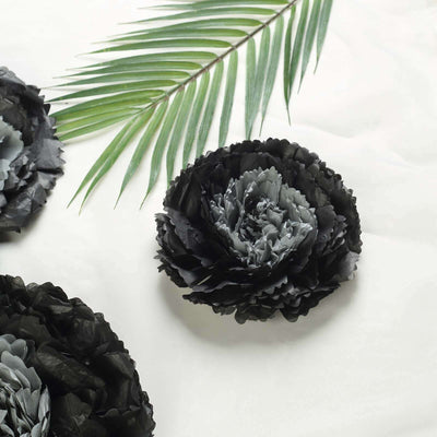 Set of 6 Charcoal Gray Giant Carnation 3D Paper Flowers Wall Decor - 12",16",20" - Linen Luxes