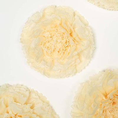 Set of 6 Ivory Cream Giant Carnation 3D Paper Flowers Wall Decor - 12",16",20" - Linen Luxes