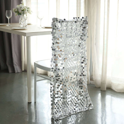 Sequin Chair Slipcover Big Payette Design for Chiavari Chairs Silver - Glittering Chair Back Cover