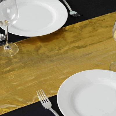 Shiny Metallic Lame 13"x108" Table Runner Gold - Glamorous Shimmer Table Decor - Linen Luxes