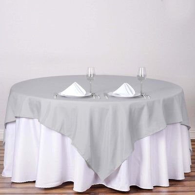 Polyester 70"x70" Table Overlay Square Tablecloth Silver - Wrinkle-Resistant & Durable Table Cover