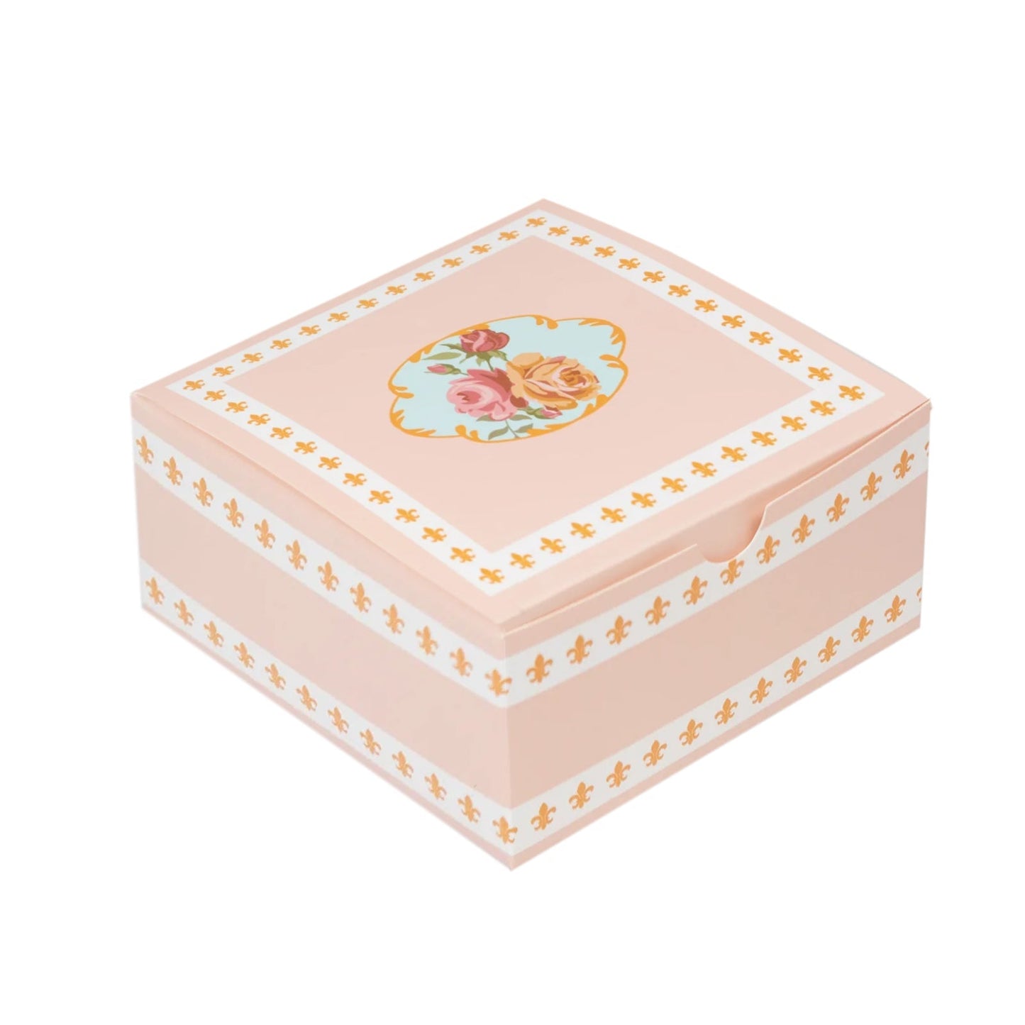 25-Pack Gift Boxes Vintage Rose Floral – Dusty Rose Cardstock Favor Boxes for Cookies, Candies, and Mini Keepsakes - 4"x4"x2"