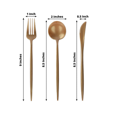 60 Pack Plastic Silverware Set, Gold Heavy Duty Disposable Sleek Utensil Cutlery