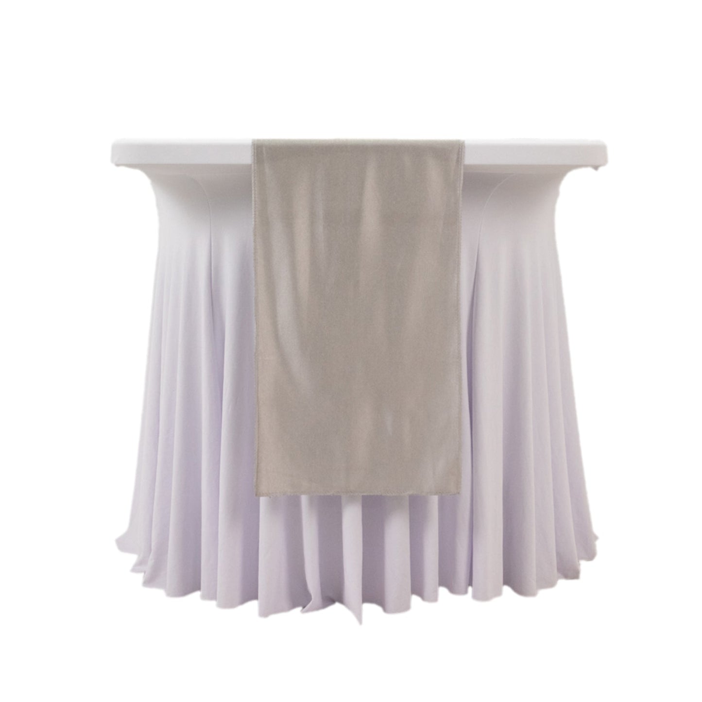 Scuba Polyester 12"x108" Table Runner Shimmer Silver - Wrinkle-Free Table Linen