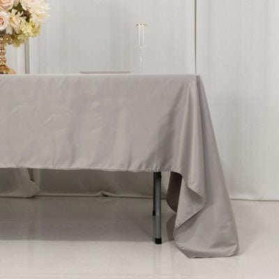Lamour Satin 60"x126" Rectangle Tablecloth Silver - Soft & Silk-Like Table Cover