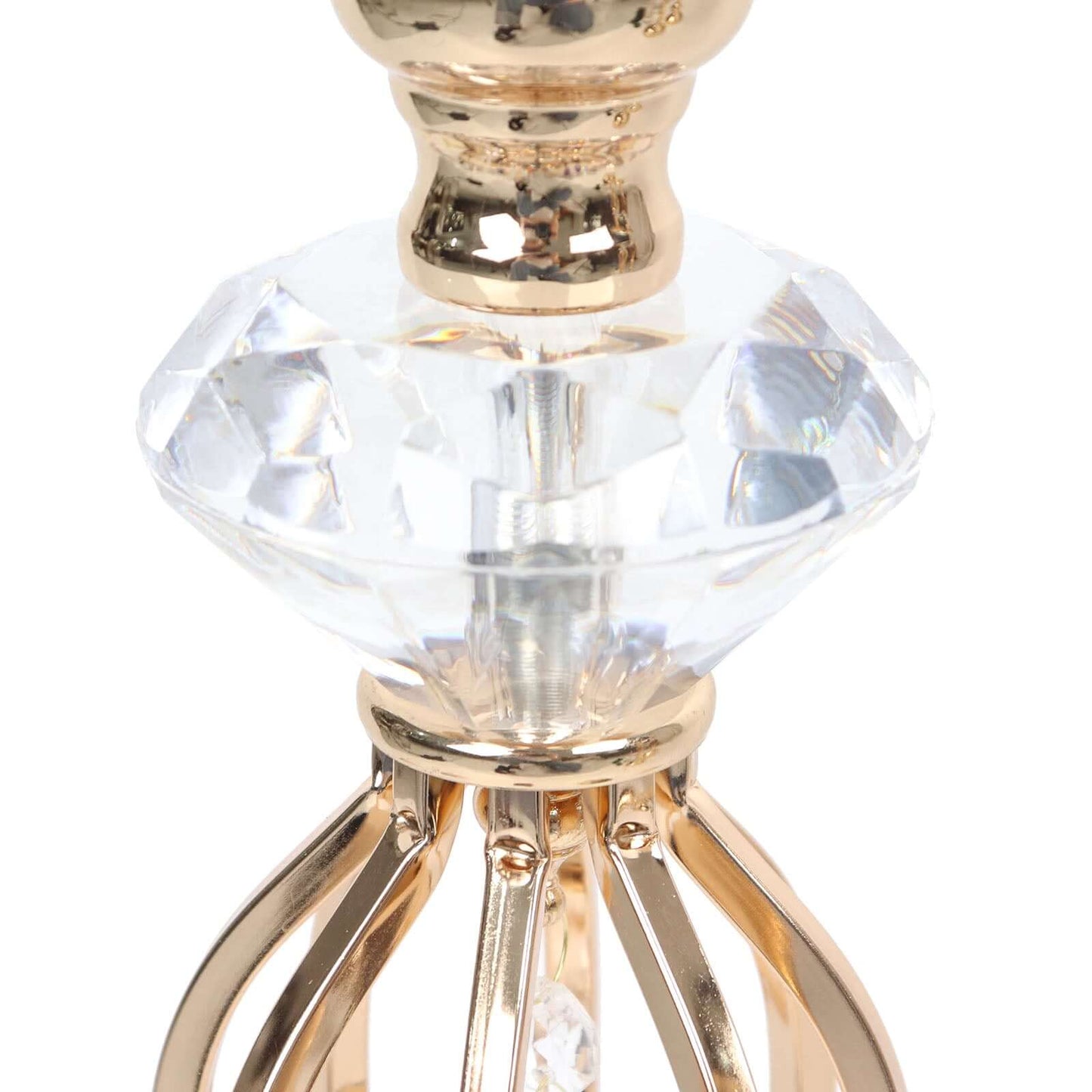 Set of 3 Metal Pedestal Stands with Crystal Ball Flower Bowl Design Gold - Pillar Candle Holders 20", 23", 25"